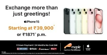 Maple offers best exchange value in town: iPhone 15 at Rs. 39,900 or Rs.1,871 p.m.
