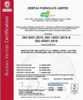 Deepak Phenolics Limited (DPL) is now accredited as an ISO Certified Company