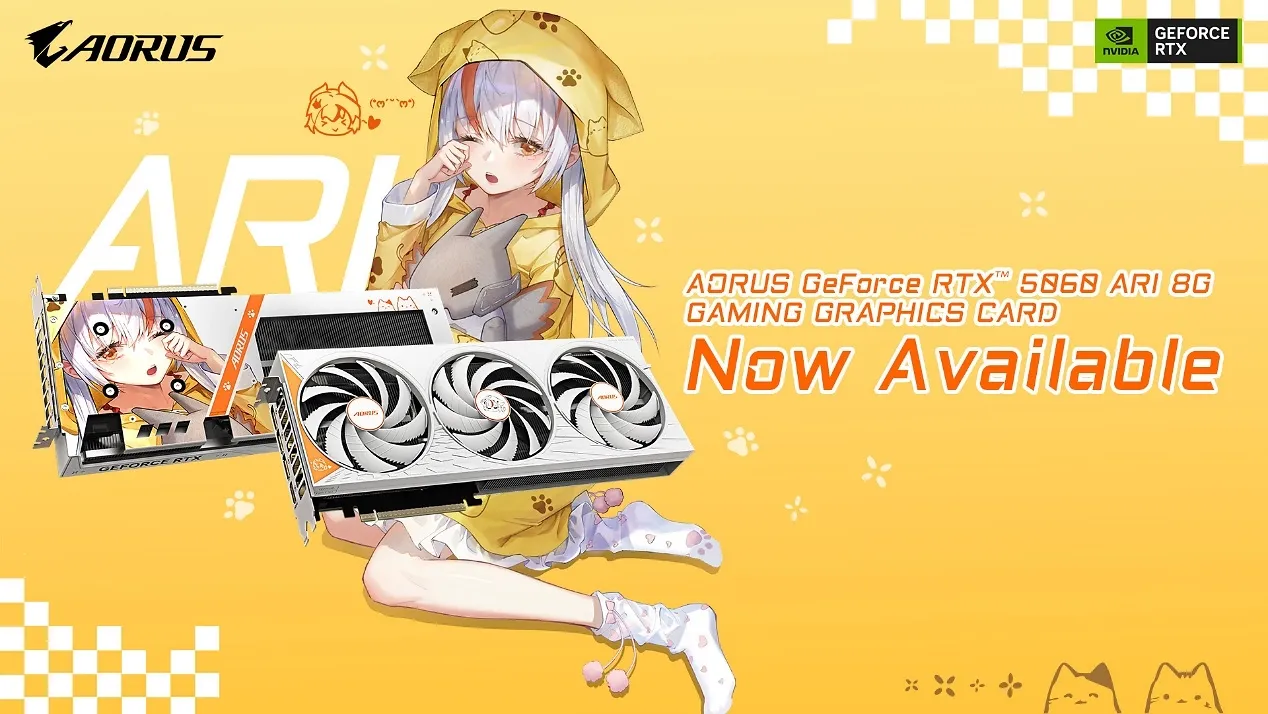 GIGABYTE Announces AORUS GeForce RTX™ 5060 ARI Edition Graphics Card is Available