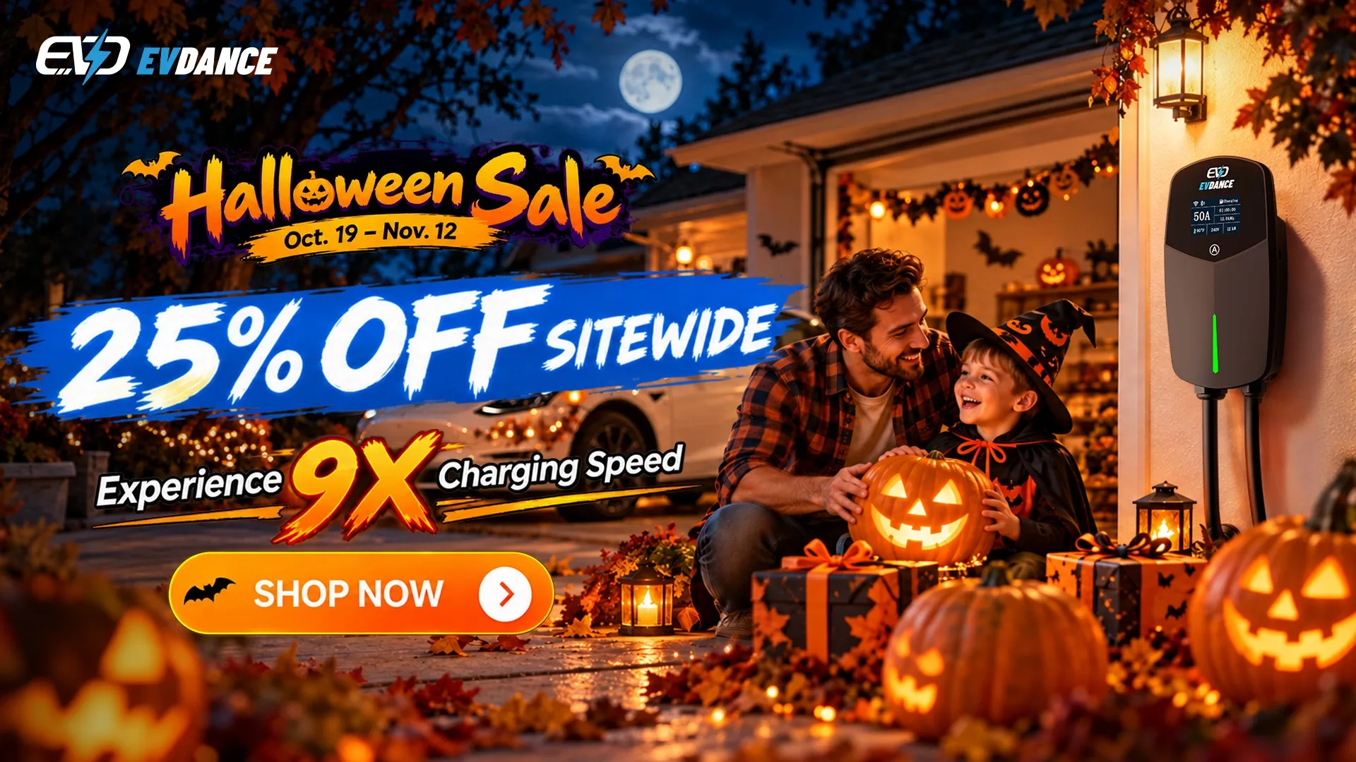 EVDANCE Halloween Sale: 25% Off EV Extension Cords, Wall Chargers Under $300